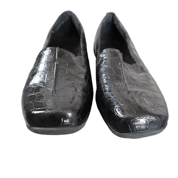 Easy Street Womens Purpose Loafers Size 8.5 Black Patent Croc Slip On Comfort - Picture 3 of 9